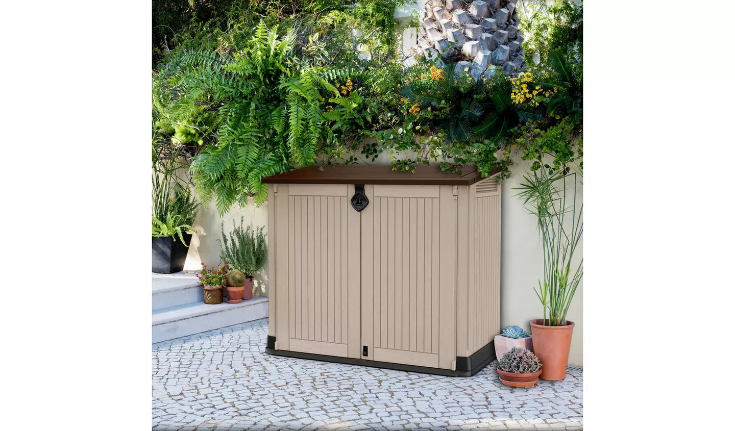 Keter Store It Out Midi 880L Garden Storage Box -Beige/Brown
